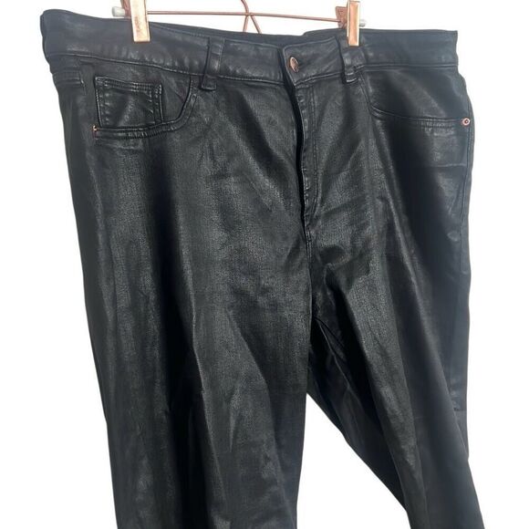 DL1961 Marianna Hewitt Coated Instasculpt Bridget Cropped Pants Black Size 20W - Picture 5 of 11